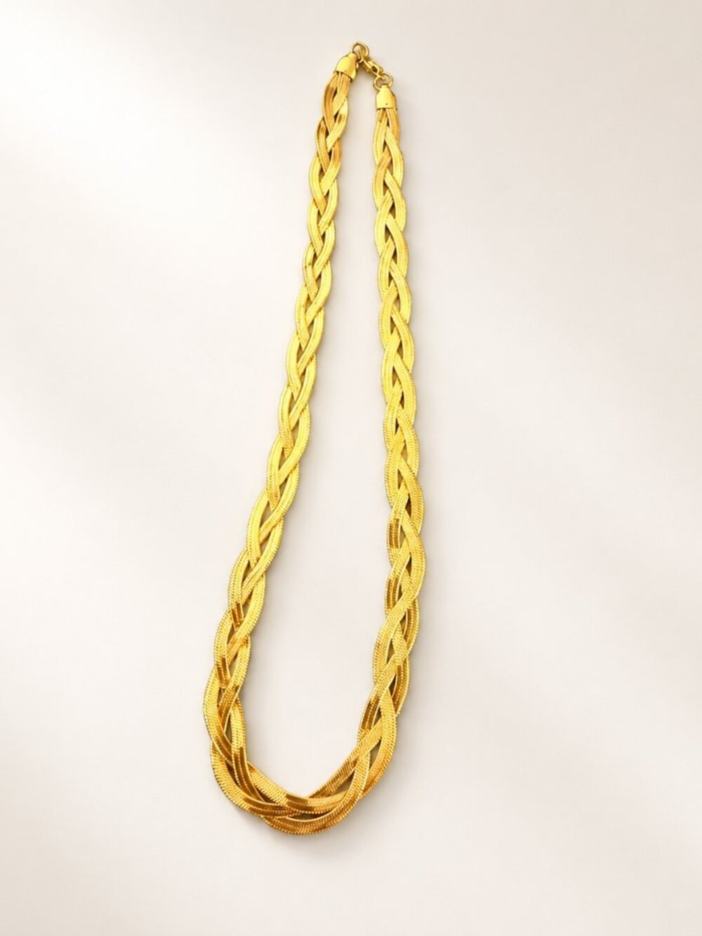 Gold Plated Braided Chain Necklace Stainless Steel Multi-Strand NWT